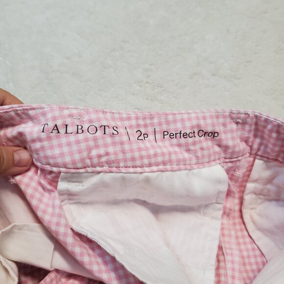 Talbots Pink White Gingham Plaid Cottagecore Preppy Perfect Crop Pants 2 Petite - Picture 8 of 10